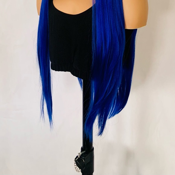 Gorgeous 28” Royal Blue 13x2.5 Versatile Lace Front Premium Fiber Wig - Picture 8 of 13